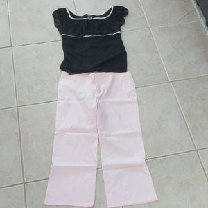 Studio y small pink black top & light pink capri 7